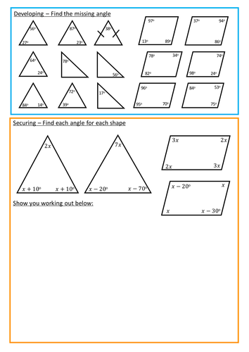 Angles in Triangles and Quadrilaterals | Teaching Resources