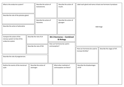 B5 Homeostasis & response revision broadsheet for new AQA GCSE sciences (2018)