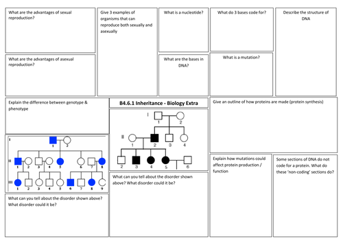 B6 - Inheritance, variation and evolution revision broadsheets for new AQA GCSE sciences (2018 exam)