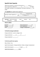 Specific Heat Capacity worksheet | Teaching Resources