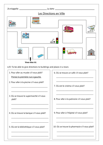 FRENCH - Directions and traffic signs - Worksheets | Teaching Resources