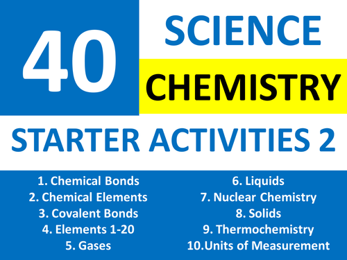 40 Science Chemistry Starter Activities 2 Wordsearch Crossword Anagram ...