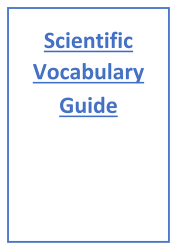A complete guide of Science Vocabulary - Years 1-6 | Teaching Resources