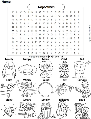 Adjectives Word Search