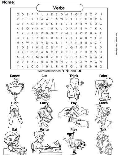 Verbs Word Search