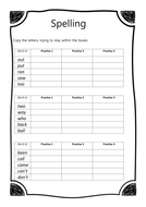 ks1 year 1 spelling worksheet list 3 pack 1