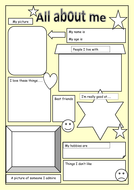 KS1/2 Transition and new pupils : All about me blank information ...