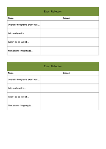 Assessment / 91����t / Exam Reflection Task