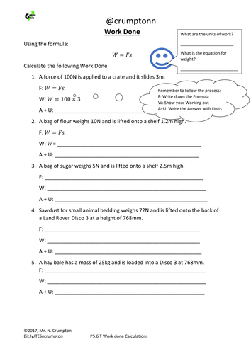 GCSE Physics - Work done calculations | Teaching Resources