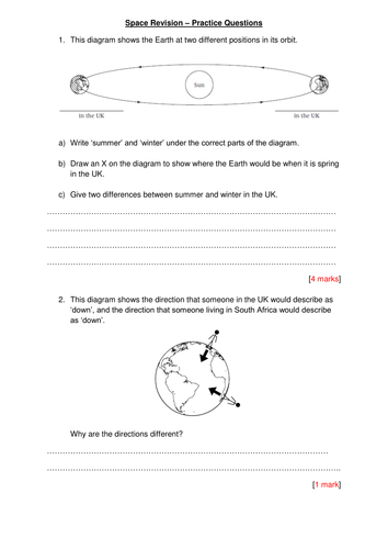 Year 7/8/9 Space Revision | Teaching Resources