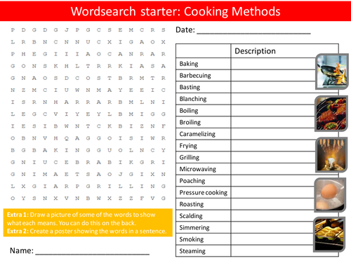 food-technology-cooking-methods-keywords-ks3-gcse-starter-activities