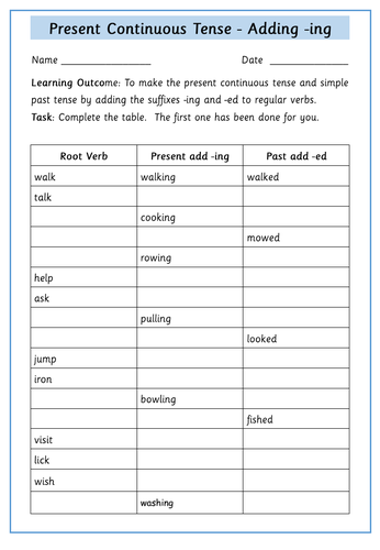 Verbs: Adding -ing and -ed To Verbs | Teaching Resources