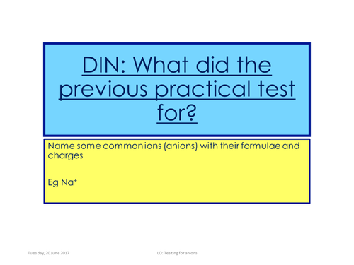 New AQA Anions lesson