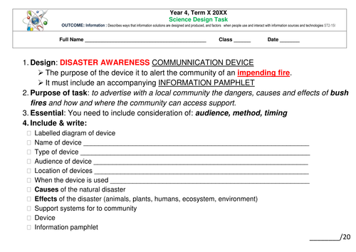 Science - Design Task - Natural Disastes & Communication 