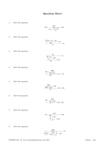 Solving Linear Equations Resources | Tes