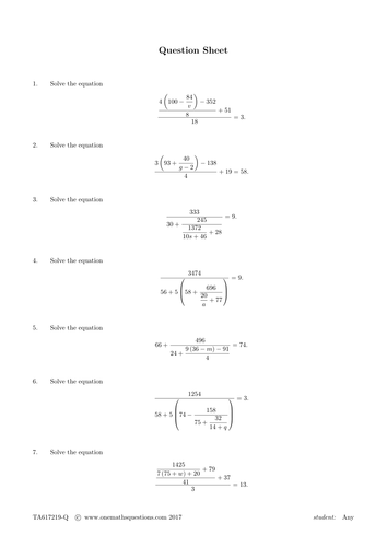 Solving Linear Equations Resources | Tes