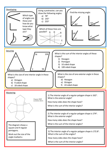 Angles Worksheet with Answers | Teaching Resources