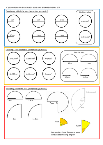 Area of Circles Worksheet with Answers | Teaching Resources