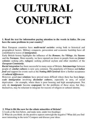 cultural conflict essay examples