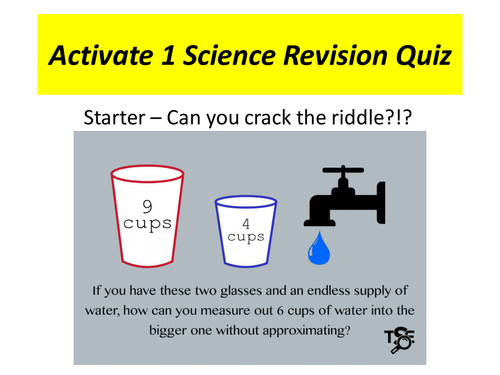 Activate 1 Science Revision Quiz | Teaching Resources