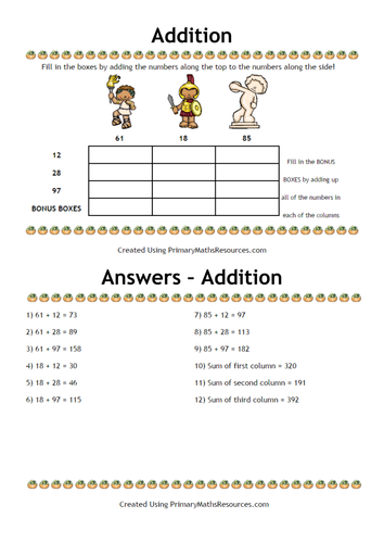 Free Ancient Greek Themed Maths Worksheets for Year 4 Classes