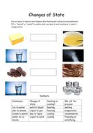 Changes of State Simple Worksheet | Teaching Resources