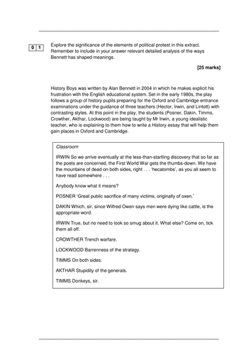 AQA A Level Literature B - Paper 2B Section A: Unseen Extracts Mock ...