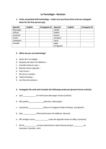 La tecnología Spanish Technology Revision National 5 | Teaching Resources