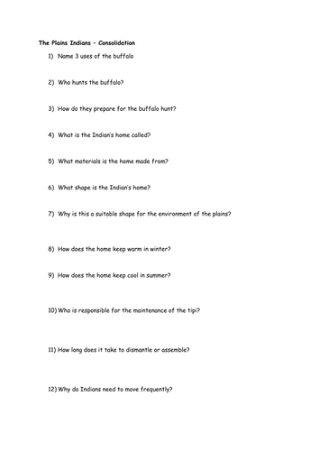 Making of America Lesson 8 - The Plains Indians | Teaching Resources