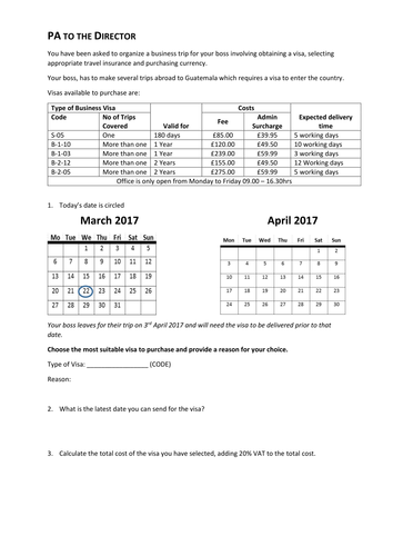 FS Maths L2 - Arranging a Business Trip