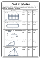 Area of Shapes Review- Colour by Number Activity | Teaching Resources