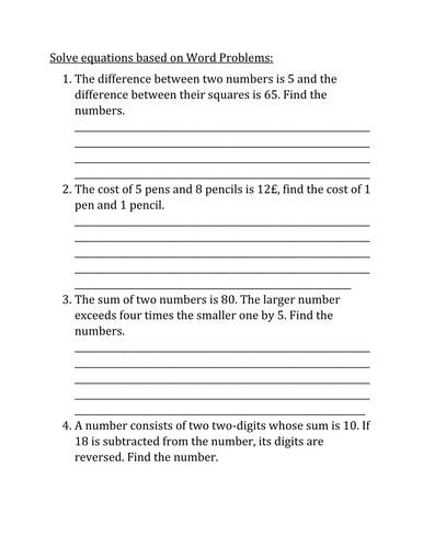 Equation Challenge for KS3