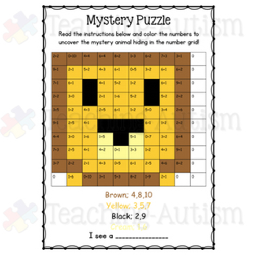 Animal Mystery Puzzle Addition Worksheets | Teaching Resources