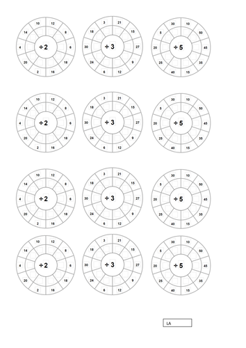 Division wheels worksheet  differentiated  teaching resources