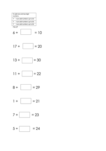 Missing Number Problems Year 1 | Teaching Resources