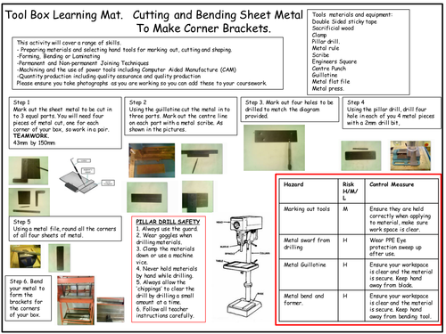 AQA Technical Award Practical Lesson Tool Box Learning Mats.