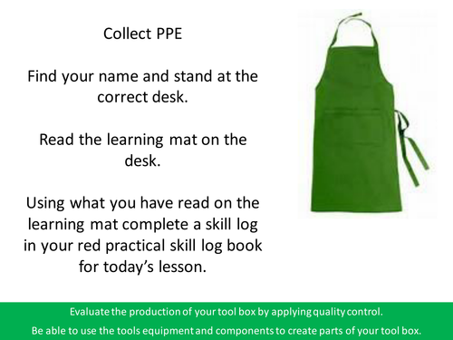 AQA Materials Technology Technical Award Tool Box Practical Lesson