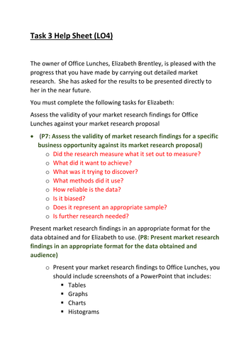 CTEC Business Studies 2016 Unit 5 Task 3 Help Sheet