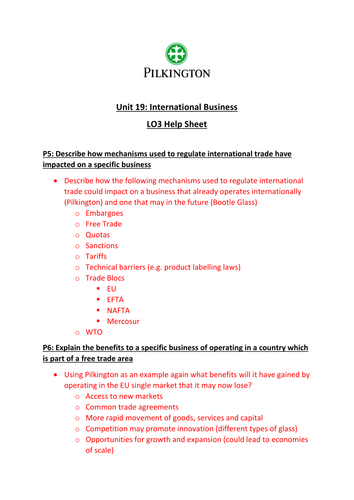 CTEC Business Studies 2016 Unit 19 LO3 Help Sheet