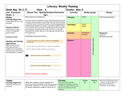 Discussion Writing using 'Holes'