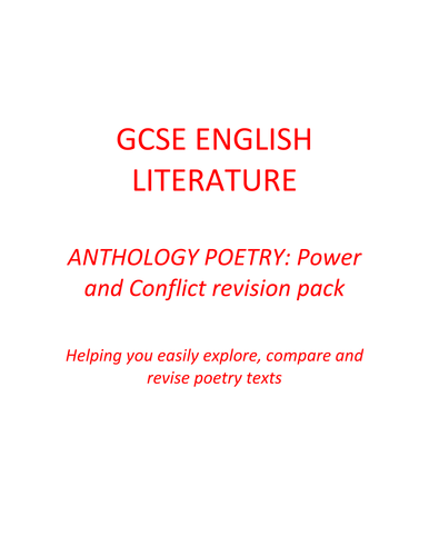 GCSE English Literature: Poetry Revision Pack - Power and Conflict