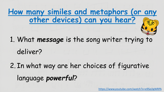 Poetic language in song lyrics | Teaching Resources