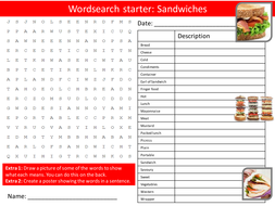 Food Technology Sandwiches Keywords KS3 GCSE Starter Activities