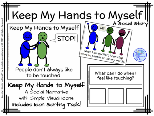Keep My Hands To Myself A Social Story For Autism Units With Comprehension Questions Teaching Resources