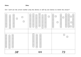 year 1 place value identifying numbers from diennes differentiated