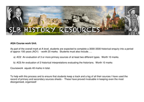 history coursework secondary sources