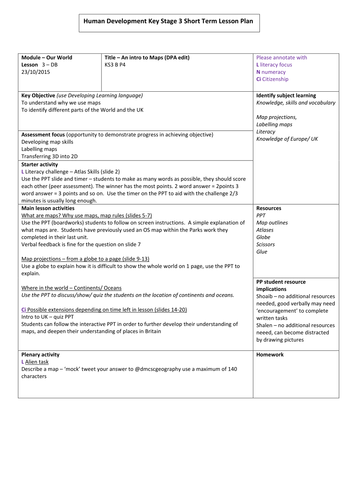 KS3 unit - MAP SKILLS L3 - intro to maps