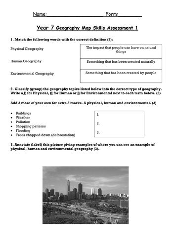 KS3 unit - MAP SKILLS - assessment