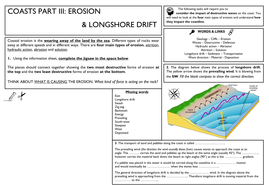 Erosion and Longshore Drift: Simple A3 Worksheet with Cut-Outs ...