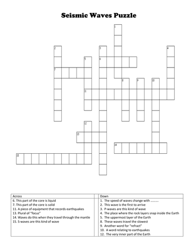 P12.7 Seismic Waves Crosswords with answers (differentiated)